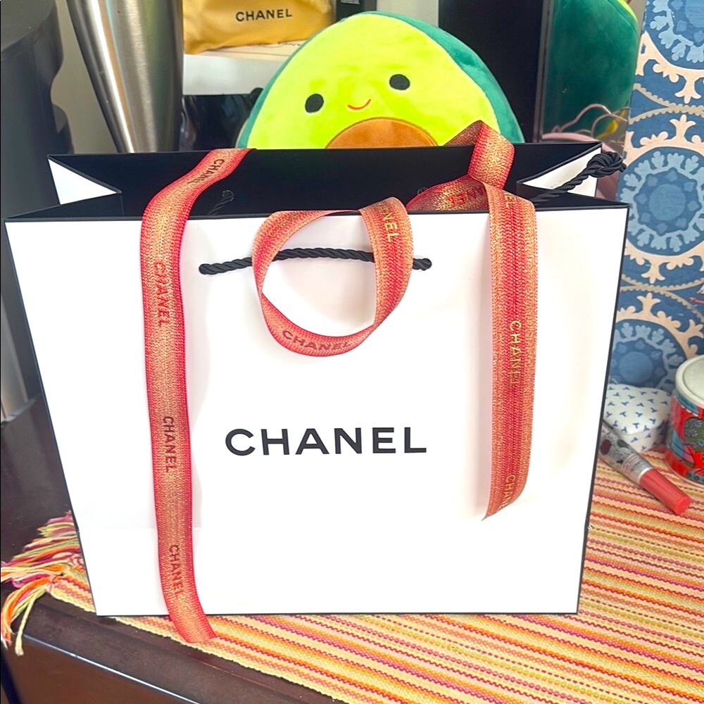 Chanel Shopping  Bag + Red/Gold Ribbon NWOT